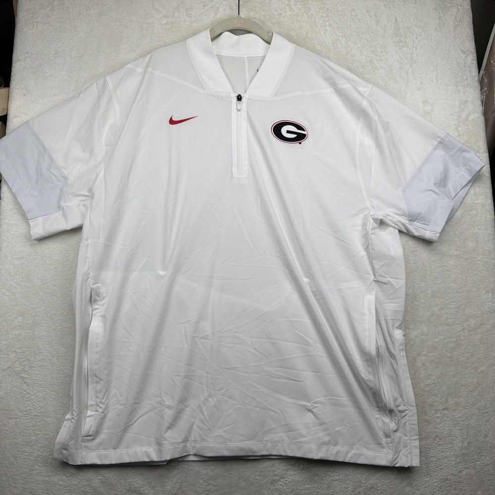 Georgia Bulldogs Nike Dri-FIT 1/4 Zip Pullover Men's XXL White Short Sleeve - Picture 2 of 11